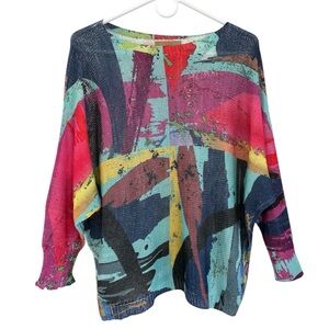 MADE IN ITALY Colorful Artistic Abstract Viscose Tunic Top FREE FOR HUMANITY OS